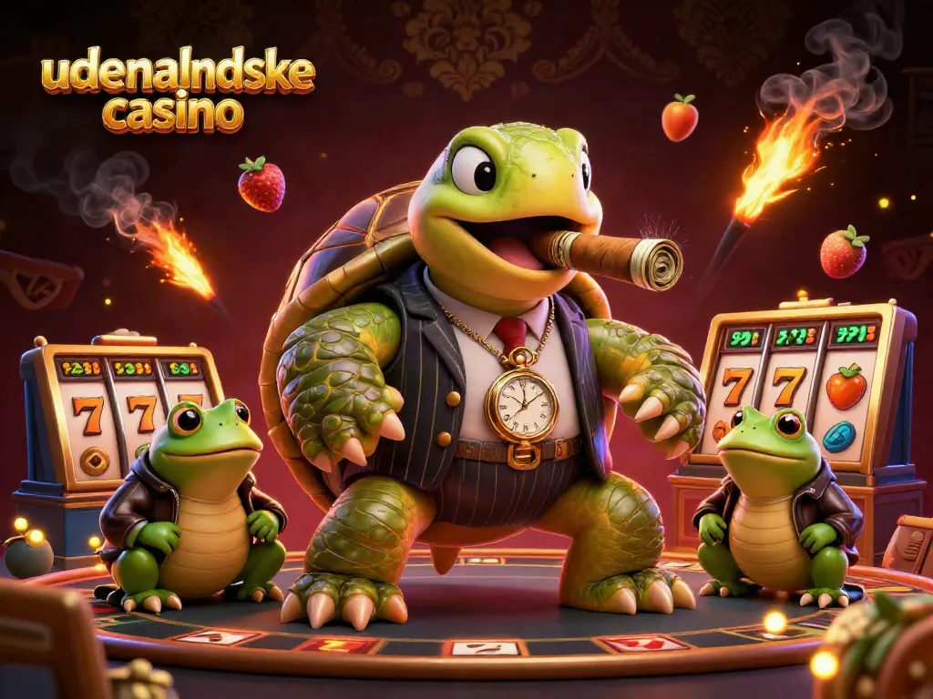 Engage with udenlandske casino through dynamic slot action, featuring a snapping turtle mobster.