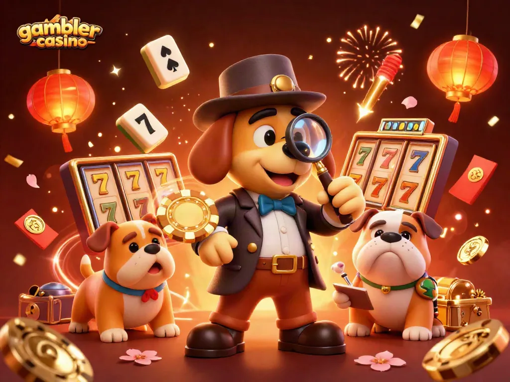 Spela på slots och vinn stort med gambler-casino i en färgsprakande 3D-illustration.