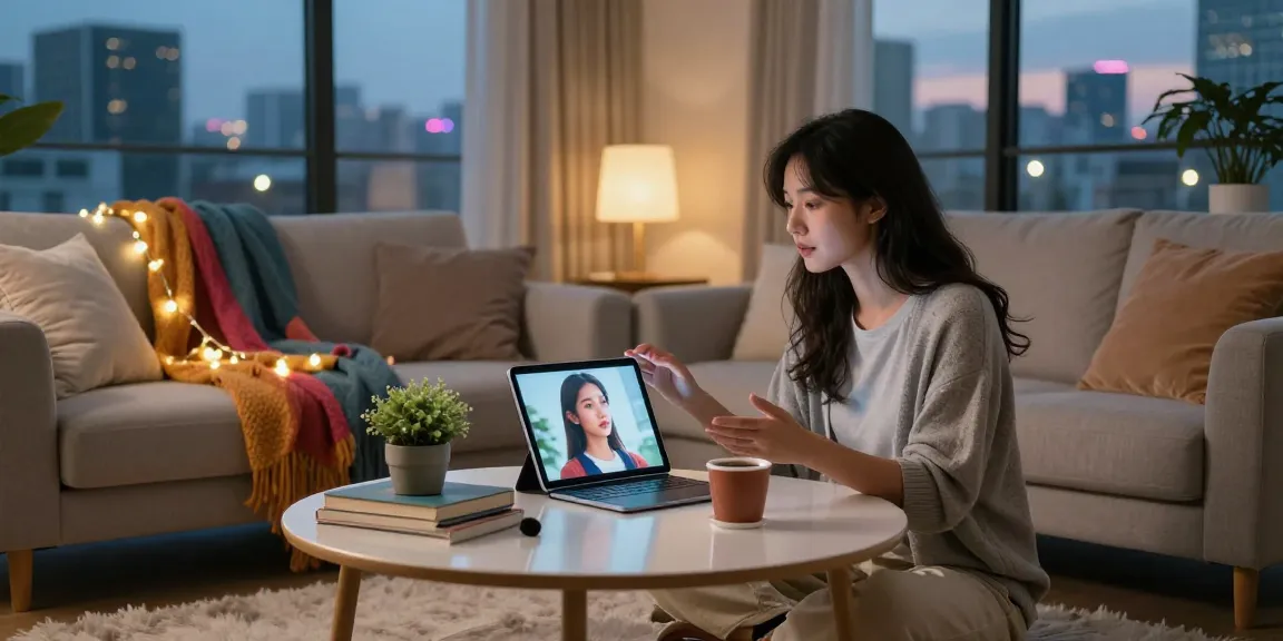 girlfriend ai conversation in a cozy living room setting
